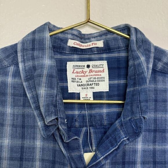 Lucky Brand Shirt Mens Small Plaid California Fit Blue Handcrafted Button Down - Picture 3 of 11